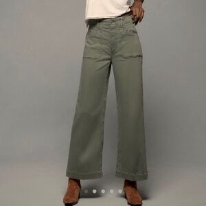 PAIGE Anessa Welt Utility Pocket High Rise Crop Wide Leg Jeans